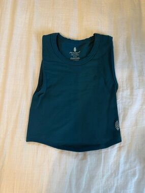 Free People Teal Ribbed Sports Tank Top